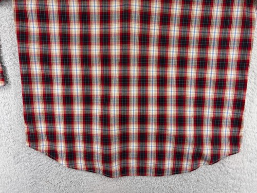 Rustler Shirt Mens Extra Large Red Black Plaid Metallic Pearl Snap Western - Picture 14 of 14