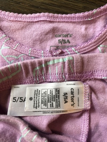 Carter's Toddler Girl Purple Cupcake Pajamas Size 5/5A 2 Piece Set Pant S/Sleeve - Picture 12 of 12