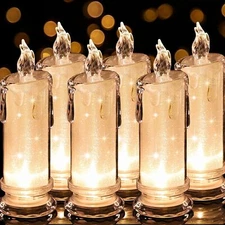 4× LED Flameless Candles Christmas Glittering Candles Xmas Decor w/ Batteries US