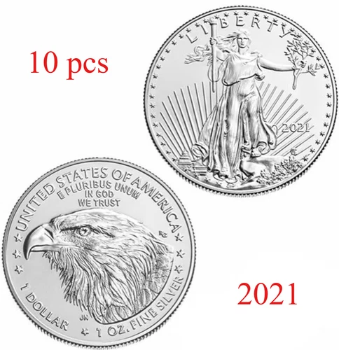 10 pcs 2021 - 1oz US Statue of Liberty Gold Plated Coin - American Eagle