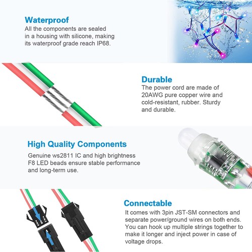 12mm DC5V 2811 RGB Full Color Digital LED Pixel Light Waterproof String Module - Picture 9 of 20