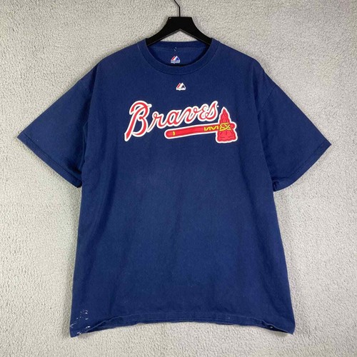 Atlanta Braves Chipper Jones Majestic Shirt MLB Blue Mens Size XL #10 Baseball - Picture 4 of 11