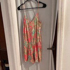 Lilly Pulitzer pink floral tank romper size s resort beach travel colorful