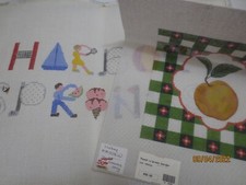 2 Vintage Printed Needlepoint Canvas Bristly Thistle Gail Gunder  Trubey Peach