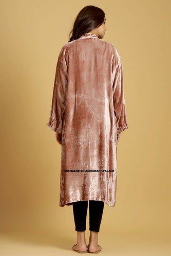 5 PC Lot Luxurious Crushed Velvet Dressing Gown Long Kimono Jacket Indian Coat - Picture 4 of 8