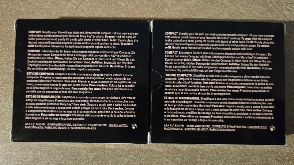 Mary Kay Negro Magnético Espejo Compacto 017363 Nuevo X2... ¡Envío Gratis! Foto 2 de 3