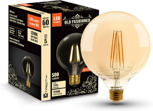 G40 LED Filament Vintage Edison Style Dimmable Lightbulb, 5W (60W Equivalent), E
