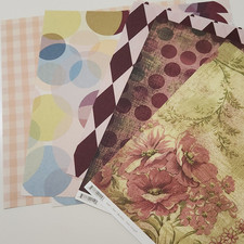 Lot 8 Sheets 12x12 Scrapbook Printed Paper GEOMETRIC FLORAL Circles Vintage