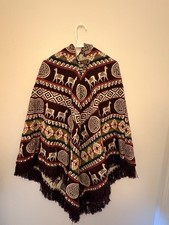 Handmade Inca Poncho with Hood / Warm Unisex Peruvian Alpaca Wool Poncho