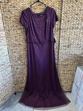 Adrianna Papell Women's Burgundy Beaded Short-Sleeve Gown Formal Dress Size 10