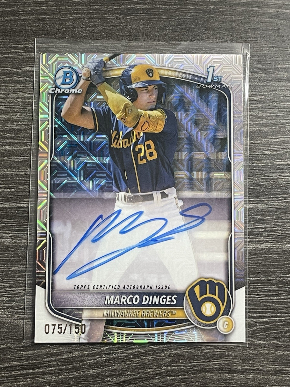 2025 Bowman Chrome Marco Dinges Auto HTA Choice Refractor 1st Prospect #75/150