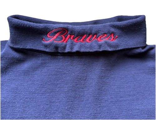 VTG 90s Atlanta Braves Turtleneck Shirt XL Distressed L/S RARE MLB Pullover Top - Picture 2 of 14