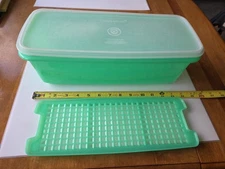 Vintage Tupper Ware 782 6 Celery Keeper Jadeite Green Vegetable Crisper 3 Pc Set
