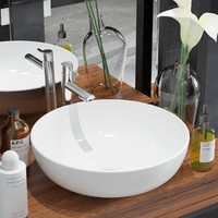Waschbecken | Rund | Keramik | Weiß | Aufbaubecken | Handwaschbecken | Modern