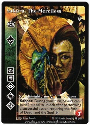 Sakura, The Merciless Lasombra Fifth Edition V5 V:TES VTES Vampire CCG