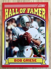 Bob Greise Hall of Famer 1990 Score #601 Dolphins NFL Football QB