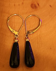 Vintage Sterling Silver 14k.Yellow  Gold Black Onyx Tear Drop Earrings — photo 7
