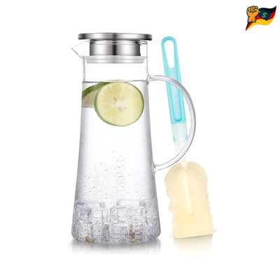 Glaswasserkaraffe SUSTEAS 1500 ml Edelstahldeckel