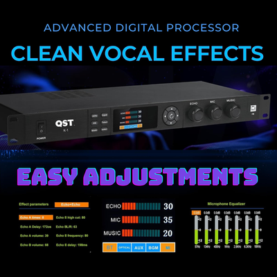 その他 DIGITAL REVERB /ECHO KARAOKE PROCESSOR QST K1 PRO Digital Echo reverb Karaoke Mixer Processor w