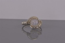 Artisan Crafted Sterling Silver Moonstone Wire Wrapped Band Ring 925 Sz: 12