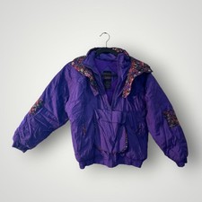 Vintage Freeze Frame Purple Puffer Jacket Kids Size M Floral Embroidery 90s Ski
