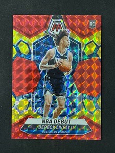 Dereck Lively II 2023-24 Panini Mosaic NBA Debut Choice Red Yellow Fusion /75 RC