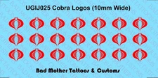 Cobra Logo Waterslide Decals - Opaque Red - 10mm Wide for GI Joe  figures