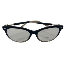 Bvlgari Women Black Gradient Cat Eye Eyeglasses Made in Italy Silver Hardware