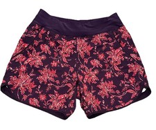 Lands End Swim Shorts Women s Sz 2 Pink Purple Floral Quick Dry Stretch Pockets