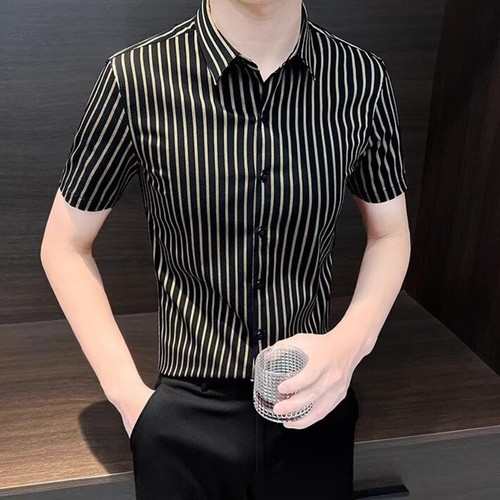 Mens Casual Striped Breathable Short Sleeve Shirt for Spring and Summer - Picture 2 of 16