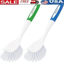 Ergonomic Kitchen Scrub Brush W/ Sturdy Bristles & Scraper Heavy Duty Cleaning