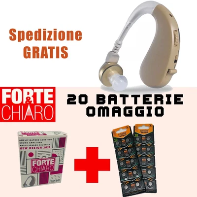 FORTE & CHIARO Apparecchio Acustico per Udito Anziani + 20 Batterie Omaggio Amplificatore Forte