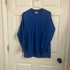Pro Club Men  s Medium Heavyweight Long Sleeve Crew Neck Royal Blue Sweatshirt