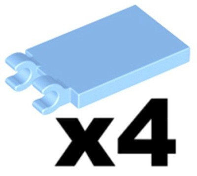 LEGO 4 Bright Light Blue Tile 2 x 3 with 2 Open O Clips New Part 30350b BL01