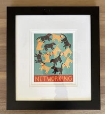 Stephen Huneck "Networking” 2004 Artist Signed Labrador Dog Framed Print