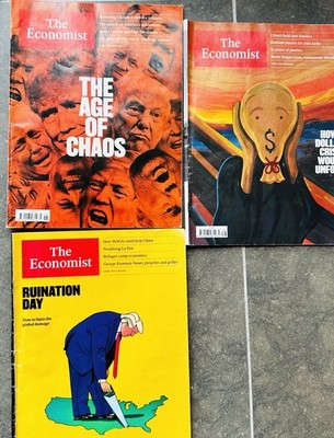 3x The Economist Magazine Bundle 2025   Age of Chaos, Economy & Politics Covers