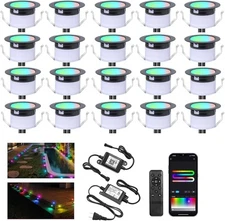 Recessed Step Lights, RGBW+IC Led Lights Outdoor Waterproof 20PCS, 