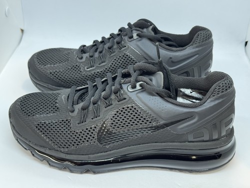Nike Air Max 2013 GS Triple Black Grade School Shoes Size 6Y New Rare 555426-010
