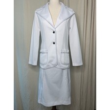 1970s Queen Casuals White Black Lapels Western Disco Leisure Blazer Skirt Set S