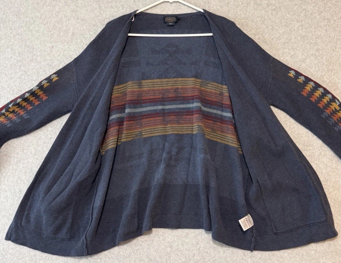 Pendleton Women's Small Open Front Blue Aztec 100… - image 2