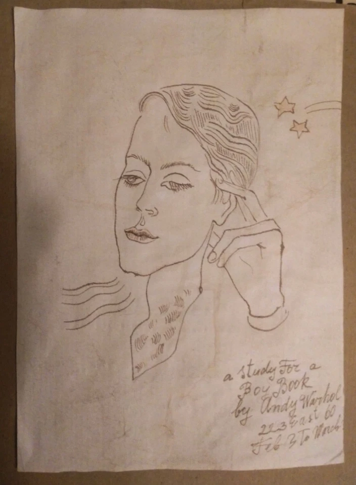 Retrato de un joven A Warhol Un estudio para un niño libro dibujo a mano papel tinta Foto 4 de 4