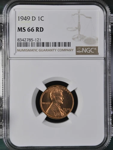 1949 D NGC MS 66 RD United States / American Lincoln Wheat Cent.