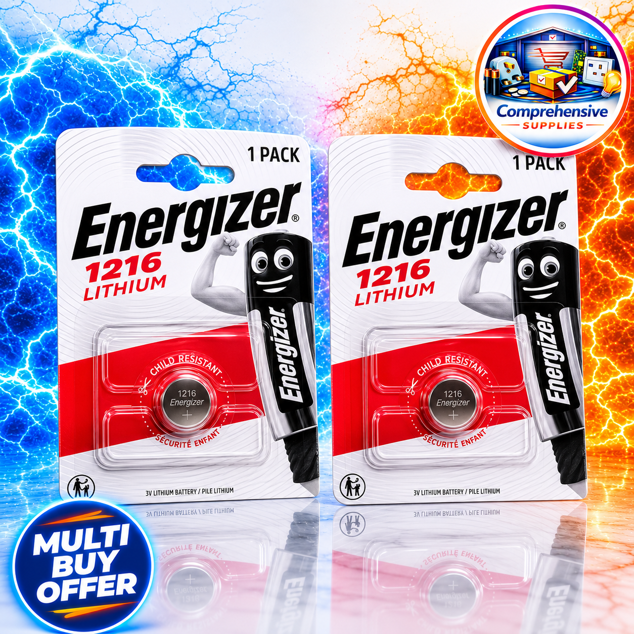 2 x ENERGIZER CR1216 1216 Batteries 3V Lithium Coin Cell DL1216 Longest Expiry