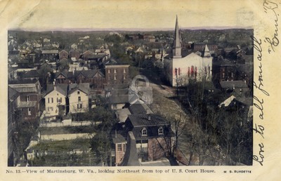 Looking NE From Top of U.S. Court House; Martinsburg WV Vintage Postcard COPY