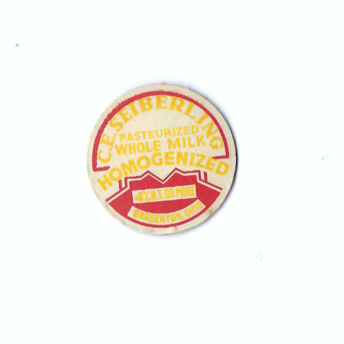 VINTAGE C E. SEIBERLING BARBERTON OHIO OH MILK BOTTLE CAP - NOT WADSWORTH - RARE