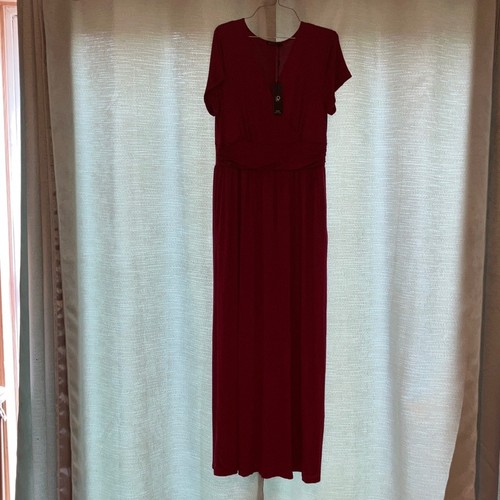 Chic Burgundy Short Sleeve Maxi Dress XL - Picture 4 of 11