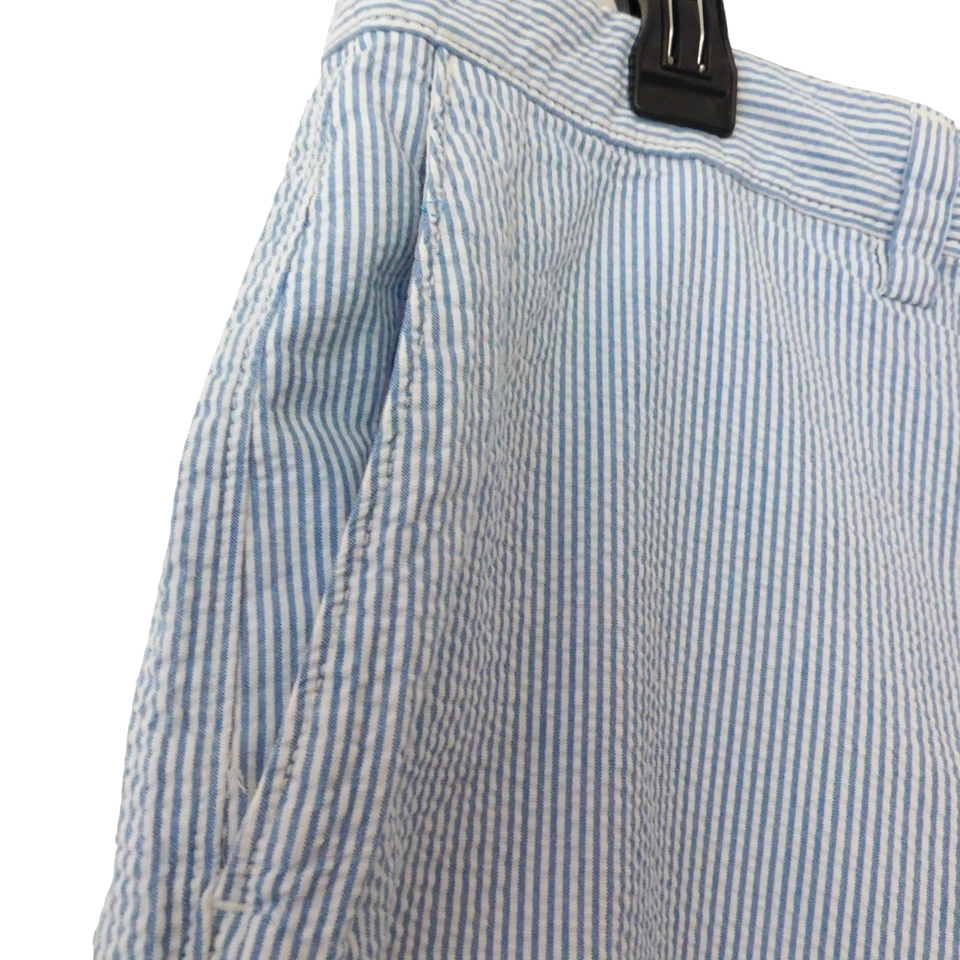 Banana Republic Aiden 35 Seersucker Chino Shorts Blue White Stripe Preppy - Image 2 of 4