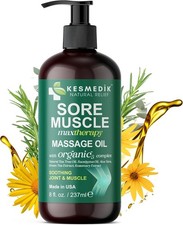 Sore Muscle Oil for Massage Therapy with Arnica, Eucalyptus Tea Tree