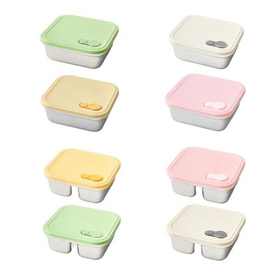 Stainless Lunch Box Divid Square Fruit Salad Container For Student