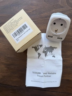 TESSAN 3 in 1 Reiseadapter Indien, 2 x USB, Adapter Indien Steckdose Neuwertig!!